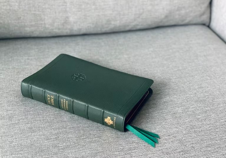 ESV bible on the sofa